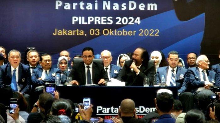 Ketua Umum Partai NasDem, Surya Paloh bebaskan Anies Baswedan pilih cawapresnya sendiri pada pilpres 2024 mendatang.