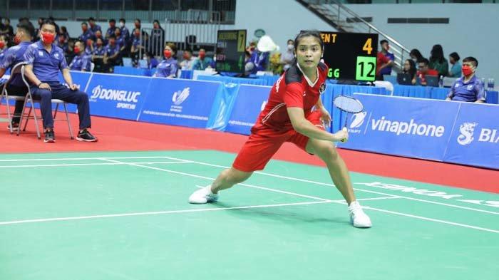 Gregoria Mariska Tunjung tampil di partai Tunggal 1 babak Semifinal Sea Games 31 Vietnam, Selasa (17/5/2022).