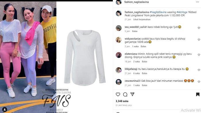 NagitaSlavina wearing AloYoga 'Ribbed Peak Longsleeve'