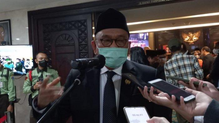Wakil Ketua DPRD DKI dari Fraksi Gerindra sekaligus Ketua Dewan Pembina DPD Gerindra DKI Jakarta, Mohammad Taufik di Gedung DPRD DKI Jakarta, Gambir, Jakarta Pusat pada Senin (14/3/2022).