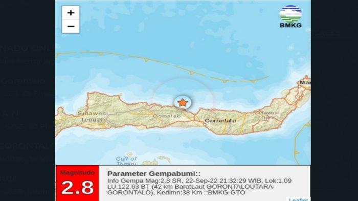 Infografis gempa bumi Gorut M2.8 SR, Kamis malam. Gempa bumi berkekuatan M4.2 Skala Richter (SR) guncang Molibagu, berbatasan dengan Gorontalo pada Jumat 23 September 2022 dini hari.