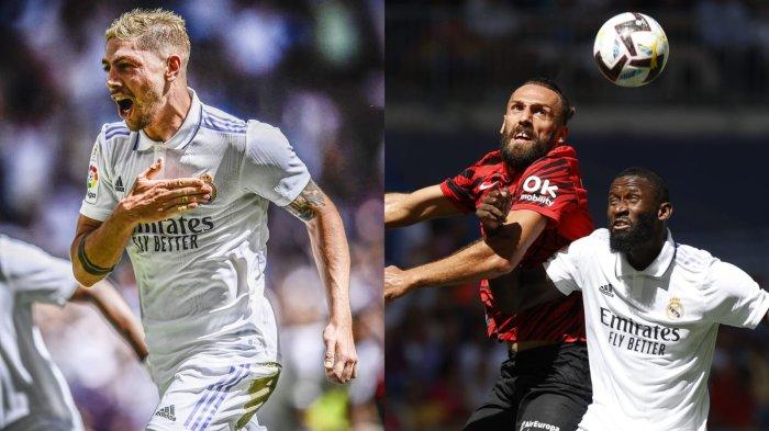 Fede Valverde (kiri) dan Muriqi sama-sama mencetak gol di babak pertama dalam laga pekan ke-5 La Liga Real Madrid vs Mallorca, Minggu (11/9/2022) malam.