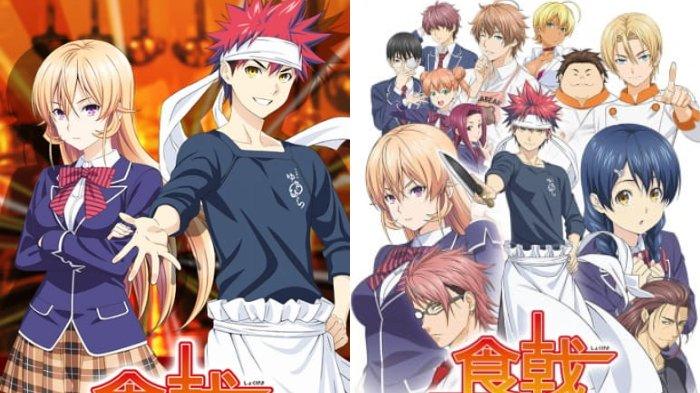 Poster serial anime Food Wars! Shokugeki no Soma the Fourth Plate atau Shokugeki no Souma yang termasuk dalam 5 daftar rekomendasi serial anime bergenre Romantis atau Romance yang tayang selain di anoBoy.