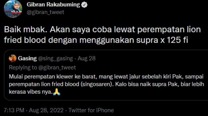 Wali Kota Solo Gibran Rakabuming Raka membalas cuitan warga yang mengeluh soal jalan bergelombang di kawasan Matahari Singosaren, Serengan, Kota Surakarta, Jawa Tengah.