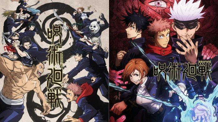 Poster serial anime Jujutsu Kaisen yang termasuk dalam 8 daftar rekomendasi serial anime bergenre Shounen yang tayang selain di anoBoy.