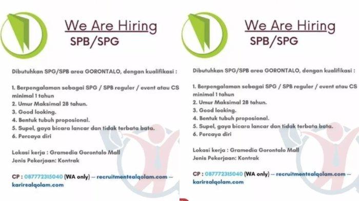 Informasi Lowongan Kerja (Loker) Gorontalo pada Kamis (1/12/2022): Gramedia Gorontalo Mall membutuhkan posisi sebagai SPG/SPB.
