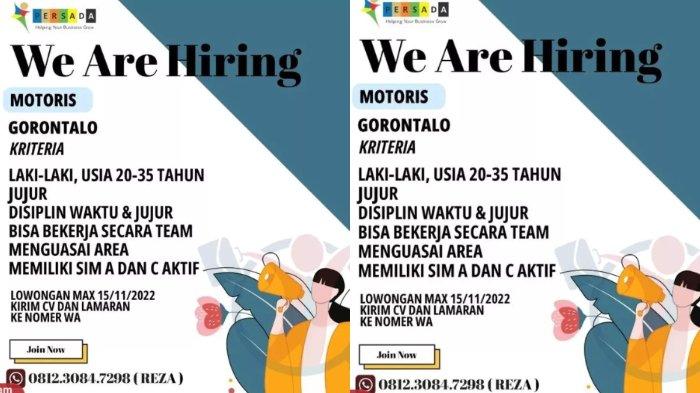 Informasi Lowongan Kerja (Loker) Gorontalo pada Selasa (15/11/2022): PERSADA membutuhkan posisi sebagai Motoris dengan penempatan di Gorontalo.