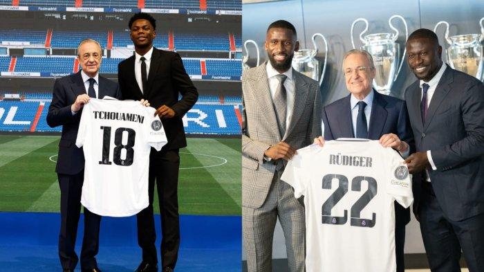 Tchouameni dan Rudiger saat direkrut Real Madrid di bursa transfer musim panas 2022/23.