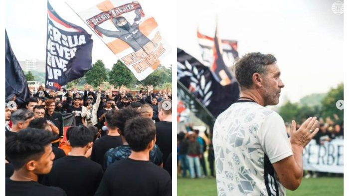 Mematuhi larangan untuk tak ke Bandung, beginilah cara Jakmania memberikan dukungan kepada para pemain Persija Jakarta jelang laga panas melawan Persib Bandung. Jakmania mendatangi tempat latihan Persija di Sawangan, Depok, Jawa Barat.