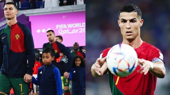 Kolase Ulul Albab El Ibrahim bersama Cristiano Ronaldo saat Portugal vs Ghana di Piala Dunia 2022