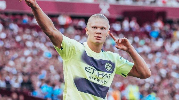 Selebrasi Erling Haaland cetak gol untuk Manchester CIty