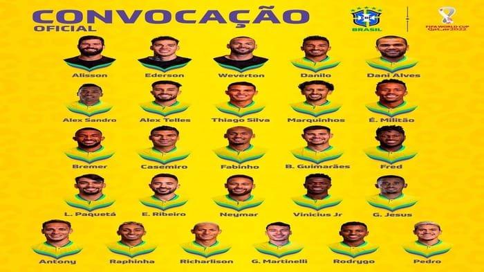 Daftar Skuad Timnas Brasil di Piala Dunia 2022