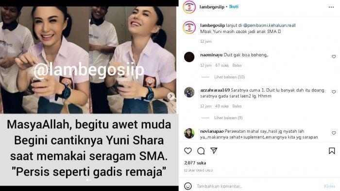 Yuni Shara pakai seragam SMA