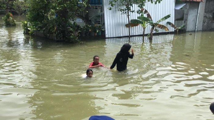 Ilustrasi kondisi banjir di Desa Prampelan Kecamatan Sayung, Kabupaten Demak, Jawa Tengah.