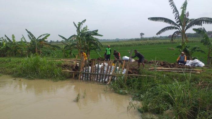Kerja Bakti yang dilakukan Kodim Demak bersama Warga Desa Wonorejo untuk memperbaiki tanggul yang jebol.