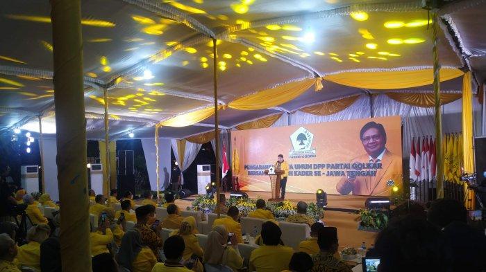Ketua Umum DPP Partai Golkar, Airlangga Hartarto menghadiri acara pengarahan sekaligus peresmian purna pugar gedung DPD Partai Golkar Jawa Tengah, Senin (4/7/2022).