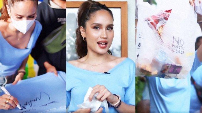 Aksi Cinta Laura memungut sampah di Citayam Fashion Week
