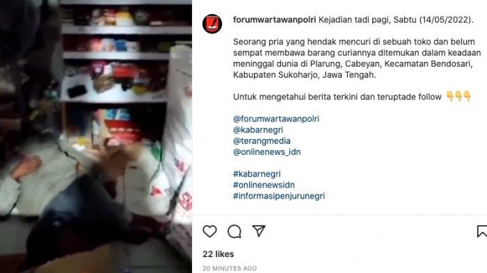 Aksi Maling Kuras Isi Toko Kelontong Berakhir Tragis, Dijemput Malaikat Maut saat Beraksi