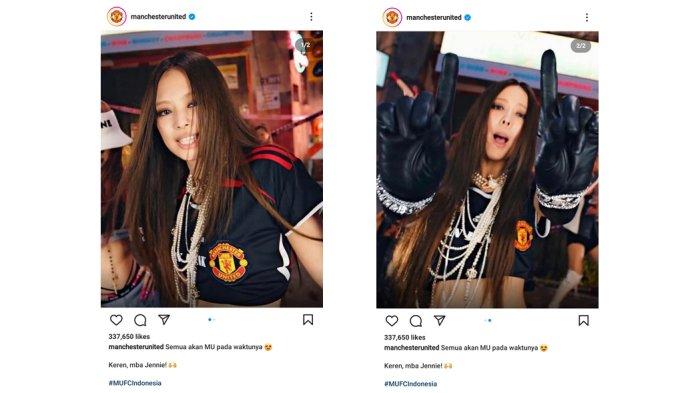Akun Instagram resmi MU unggah foto Jennie BLACKPINK yang memakai jersey MU