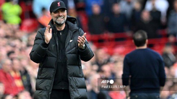 Jurgen Klopp dan Frank Lampard di Liga Inggris antara Liverpool vs Everton di Anfield di Liverpool, Inggris barat laut pada 24 April 2022. Liverpool memenangkan pertandingan 2-0.