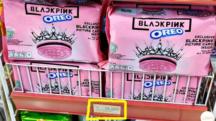 Oreo BLACKPINK kemasan kotak, berat bersih 171 gram, berisi 6 produk oreo kemasan kecil masing-masing seberat 28,5 gram.