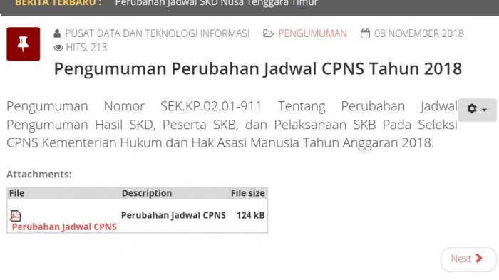 Pengumuman CPNS Kemenkumham