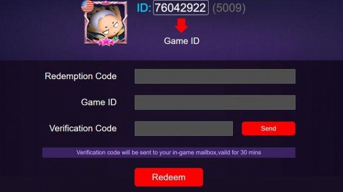 Tampilan menu klaim kode redeem Mobile Legends.