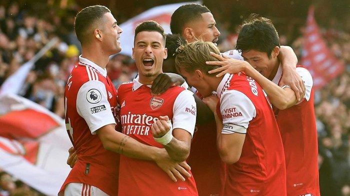 Selebrasi para pemain Arsenal di Liga Inggris 2022/2023. (Instagram / @arsenal)