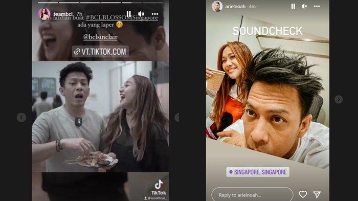 Ariel Noah abadikan momen bareng BCL. Keduanya diketahui saat ini sudah sama-sama berada di Singapura untuk mempersiapkan konser Internasional (Instagram/@teambcl @arielnoah)