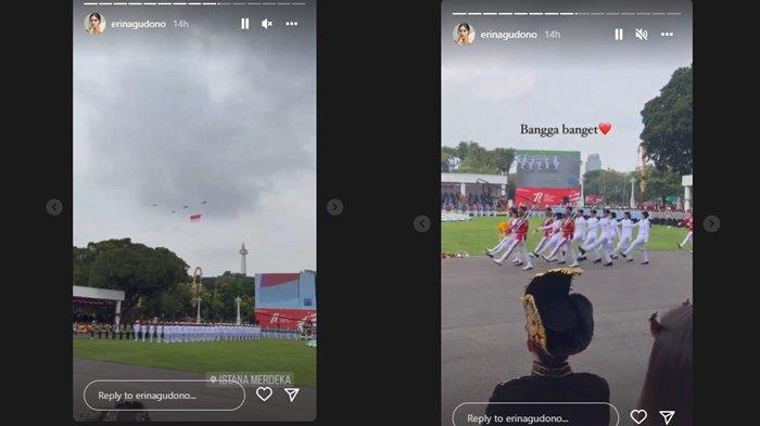Mendampingi Kaesang hadiri perayaan Kemerdekaan di Istana Merdeka, Erina Gudono mengaku bangga lantaran melihat momen paskibrakan saat mengarak bendera. (Instagram/@erinagudono)