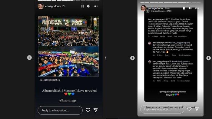 Erina Gudono ikut menyuarakan perdamaian suporter sepak bola lewat hastag Mataram is Love. (Instagram/@erinagudono)