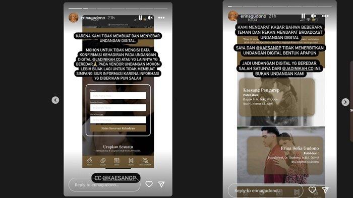 Undangan nikah digital palsu milik Erina Gudono beredar, Calon istri Kaesang Pnagrep ingatkan untuk tidak tertipu. (Instagram/@erinagudono)