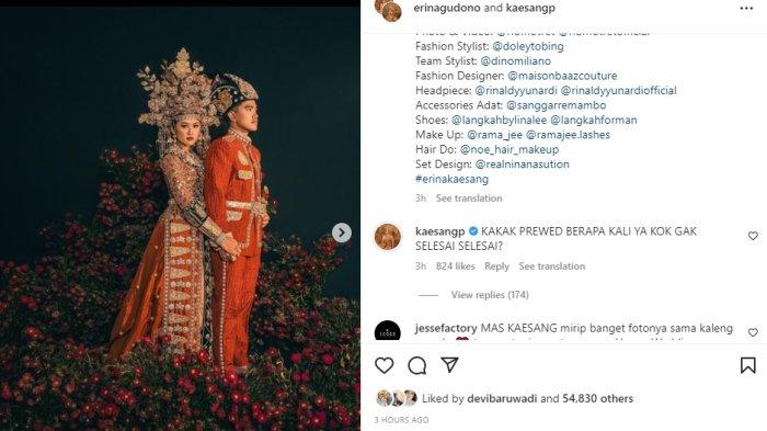 Momen Kaesang Pangarep ngeluh, koleksi foto prewedding Erina Gudono dan Kaesang Pangarep tak kelar-kelar. (Instagram/@erinagudono)