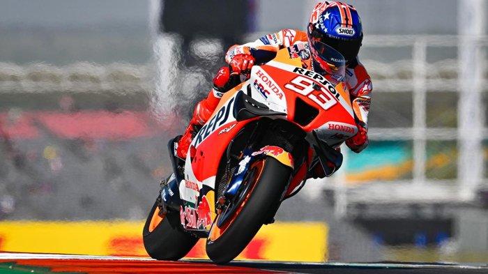 Pebalap Repsol Honda, Marc Marquez saat tampil pada balapan MotoGP Americas 2022 di Amerika Serikat, Senin (11/4/2022)