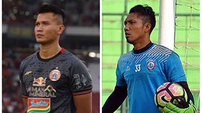 Penjaga gawang Borneo FC Shahar Ginanjar saat masih berseragam Persija Jakarta dan Dwi Kuswanto saat masih berseragam Arema FC. Siapakah yang dipilih Coach Milo sebagai pengganti Angga Saputro yang tengah mengalami cedera?