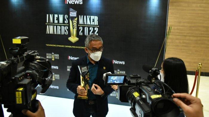 PT Pegadaian meraih penghargaan Inewsmaker Awards 2022 untuk kategori Innovation of Marketing, Product and Services dari Inews TV yang diserahkan oleh Menteri Pertanian Syahrul Yasin Limpo di Jakarta, Kamis (30/6/2022) sehingga menarik perhatian pers untuk mewancarai.