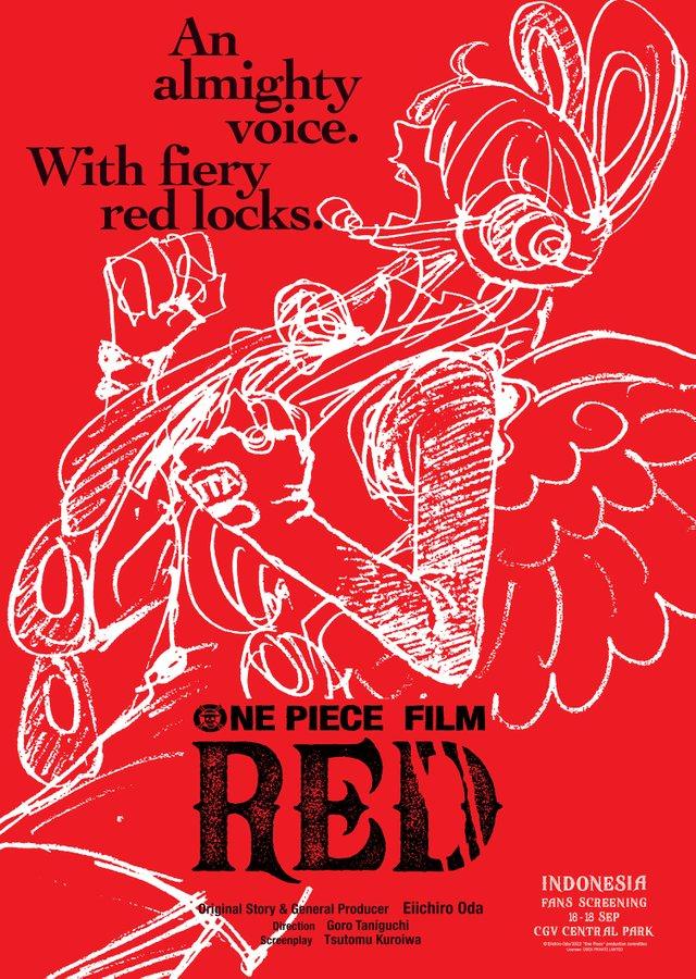 Poster film One Piece Red yang bakal tayang di bioskop Indonesia melalui CGV, September 2022.