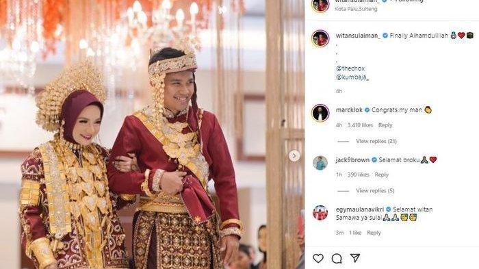 Pernikahan Witan Sulaeman dengan kekasihnya, Rismahani di Kota Palu, Sulawesi Tengah, Minggu (29/5/2022).