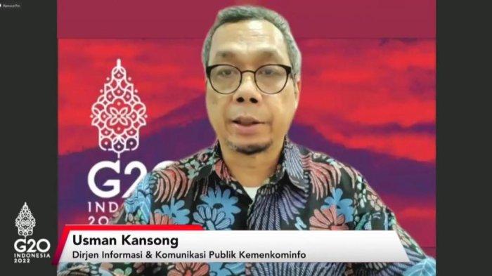 KONFERENSI PERS - Dirjen Informasi dan Komunikasi Publik Kementerian Kominfo Usman Kansong, dalam Konferensi Pers Persiapan Registrasi Media dan Mekanisme Peliputan KTT G20, Selasa, 20 September 2022.