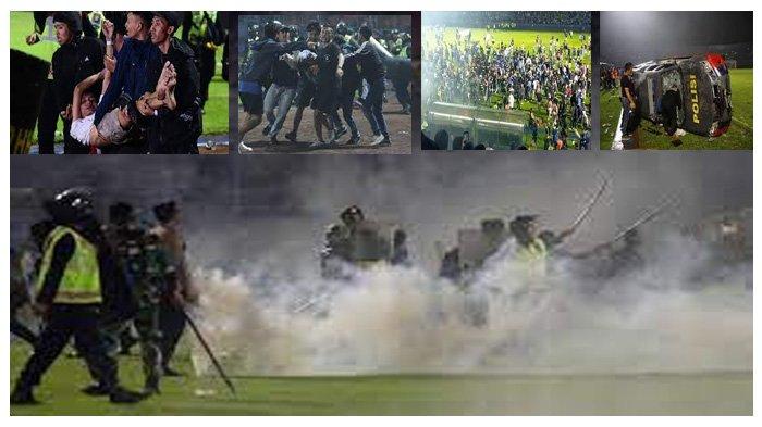 TRAGEDI KEMANUSIAAN - Detik-detik terjadinya tragedi di Stadion Kanjuruhan Malang. Pertandingan sepakbola antara Arema FC vs Persebaya Surabaya itu berakhir rusuh dan tercatat 130 orang tewas dan hampir 200 suporter lainnya menderita luka-luka.