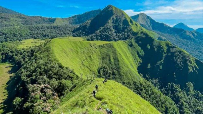 Pemandangan alam di Bukit Malang, Lombok Timur yang memikat para pendaki untuk berkunung ke bukit ini. Bukit malang merupakan salah satu objek wisata Lombok.