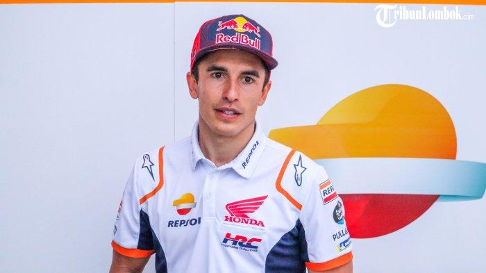 Pembalap Repsol Honda Marc Marquez saat tes pramusim MotoGP, di Sirkuit Mandalika, 11-13 Februari 2022.