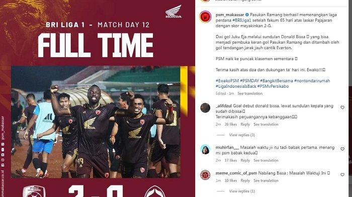 PSM Makassar memuncaki klasemen Liga 1 2022/2023 usai menang 2-0 atas Persikabo pada pekan ke-12 yang digelar, Senin (15/12/2022), sore.