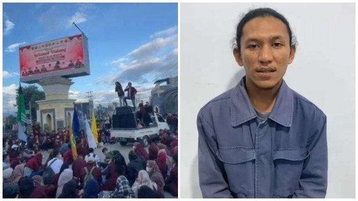 (Kiri) Tangkap layar video orasi saat Yunus Pasau memaki Presiden Jokowi dengan kata-kata tak pantas dan (Kanan) Yunus Pasau saat menyampaikan permintaan maafnya terkait videonya yang viral.