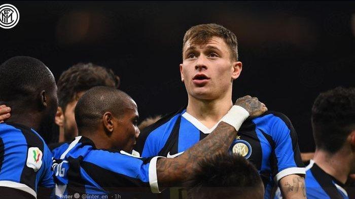 Nicolo Barella mencetak gol kemenangan Inter Milan atas Fiorentina di perempat final Coppa Italia, 29 Januari 2020.