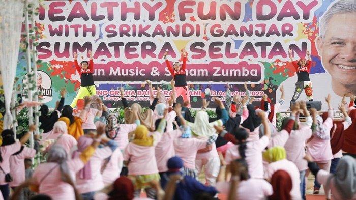 Healty Fun Day Bersama Srikandi Ganjar Palembang Sumatera Selatan (Sumsel), di gedung Graha Bandara Insani, Sabtu (13/8/2022).