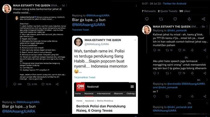 Komentar warganet ungkit jejak digital Maia Estianty berkomentar tak berempati soal polisi bunuh enam pendukung Habib Rizieq Shihab, 2 tahun lalu, Kamis (28/7/2022).