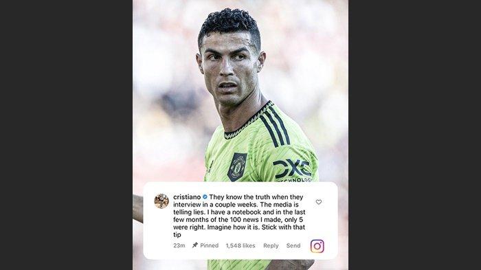 Tanggapan Cristiano Ronaldo soal berita dirinya ke akun penggemar Instagramnya, Rabu (17/8/2022).