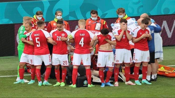 Denmark vs Firlandiapada Euro 2020 terpaska dihentikan, pasalnya pemain Timnas Denmark Christian Eriksen tiba-tiba Kolaps.
