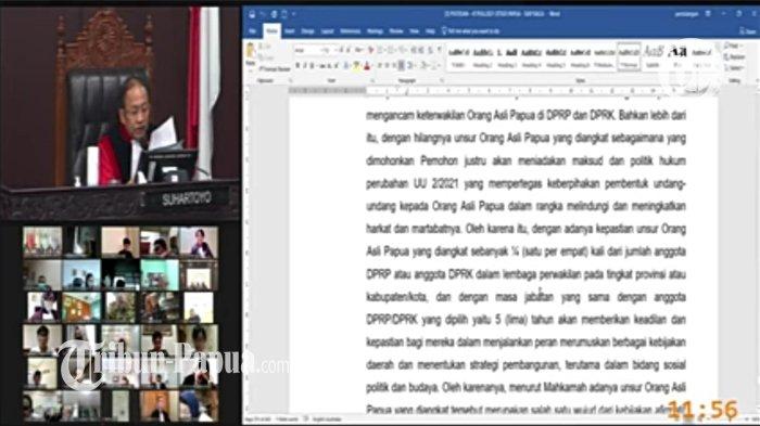 Ketua Mahkamah Konstitusi (MK) Anwar Usman beberkan, Mahkamah Konstitusi (MK) menolak gugatan judicial review UU Nomor 2 tahun 2021 tentang Otonomi Khusus bagi Provinsi Papua yang diajukan Majelis Rakyat Papua (MRP). Hal itu lantaran, Mahkama Konstitusi menilai, pemohon tidak memiliki legal standing untuk mengajukan judicial review itu.